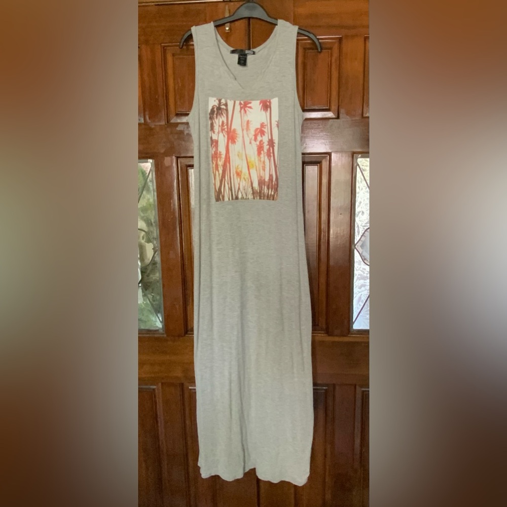 Rebel Sugar Gray Maxi Tank Dress with Sunset Print